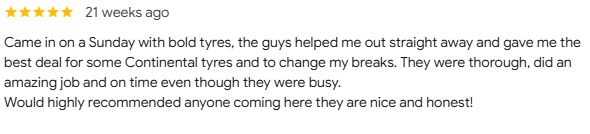 Customer Google review 1 of 12
